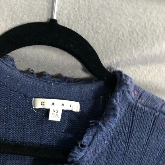 cabi cardigan sweater small xs blue navy confetti navy thick long aa - Picture 3 of 11
